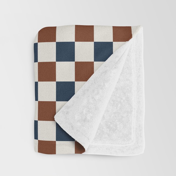 Checkered Multicolor Pattern XVI Red Navy Blue White Throw Blanket Gallery Image 3