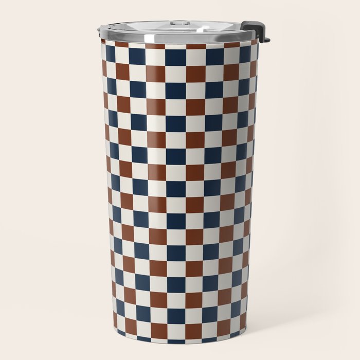 Checkered Multicolor Pattern XVI Red Navy Blue White Travel Mug Gallery Image 2