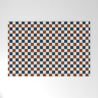 Checkered Multicolor Pattern XVI Red Navy Blue White Welcome Mat Gallery Image 1