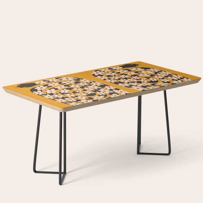 Black & Cream Snake Flower - Orange  Coffee Table Gallery Image 1