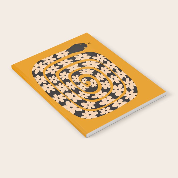 Black & Cream Snake Flower - Orange  Notebook Gallery Image 1