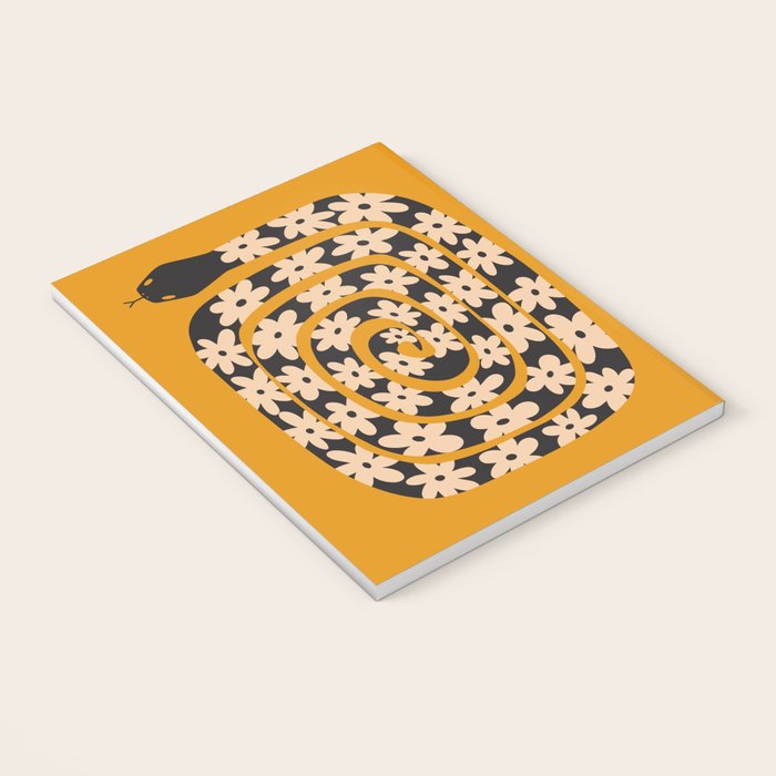 Black & Cream Snake Flower - Orange  Notebook Gallery Image 3