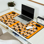 Black & Cream Snake Flower - Orange  Desk Mat Gallery Image 2