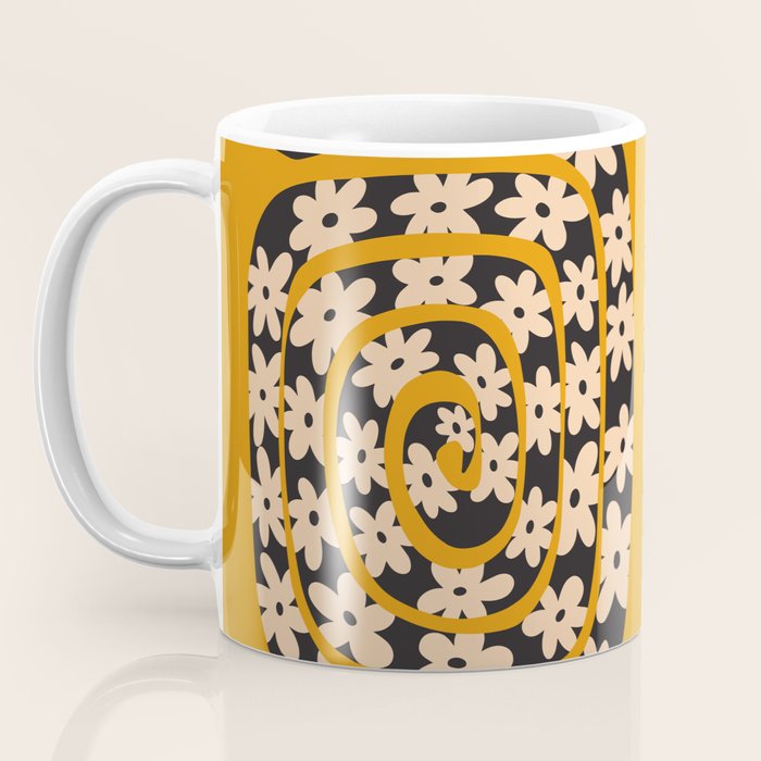 Black & Cream Snake Flower - Orange  Coffee Mug Gallery Image 3