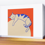 Catalyst, Cat Pets Save The World, Animals Globe Bohemian Eclectic, Cats Sleeping Bold Maximalism, Basic Line Art Drawing Red Illustration Wall Mural Gallery Image 2