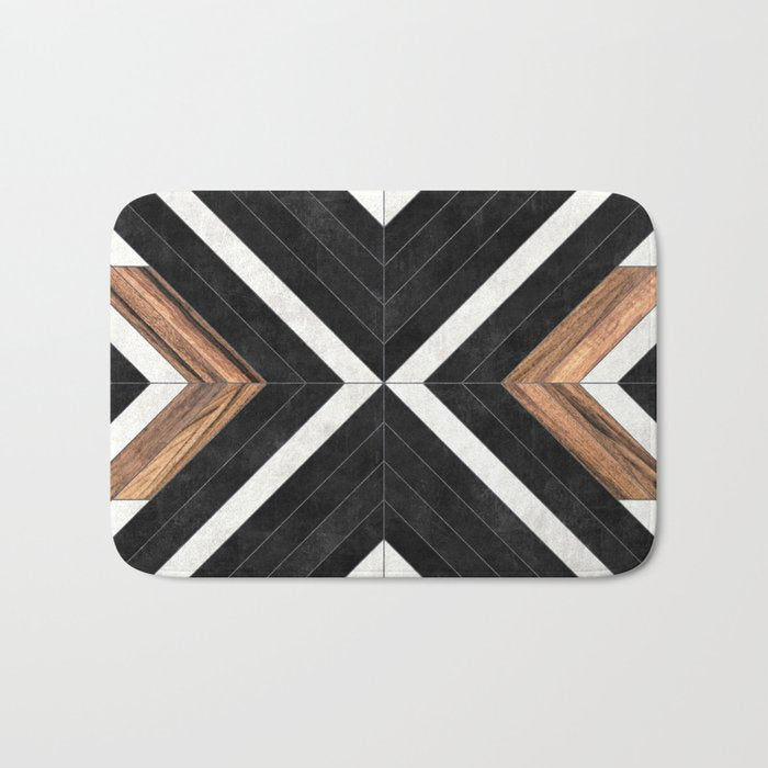 Urban Tribal Pattern No.1 - Concrete and Wood Bath Mat Gallery Image 1