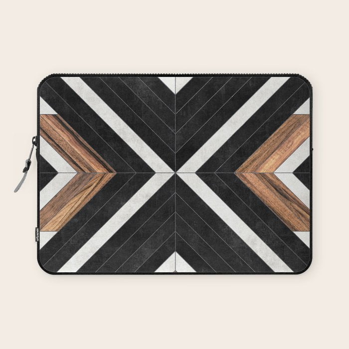 Urban Tribal Pattern No.1 - Concrete and Wood Laptop Sleeve Gallery Image 1