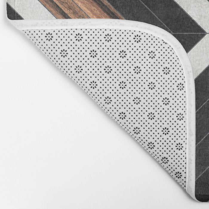 Urban Tribal Pattern No.1 - Concrete and Wood Bath Mat Gallery Image 2