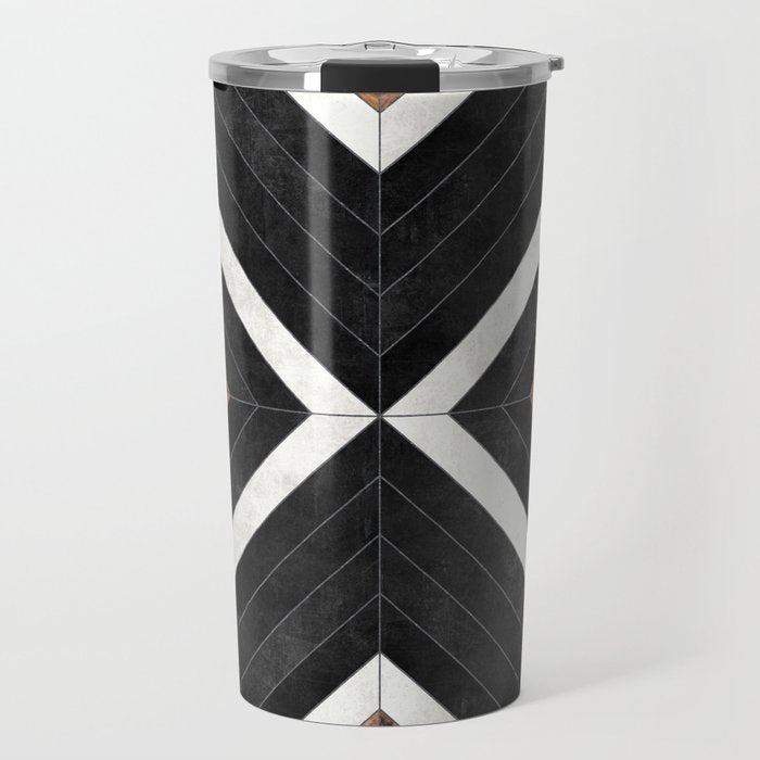 Urban Tribal Pattern No.1 - Concrete and Wood Travel Mug Gallery Image 1