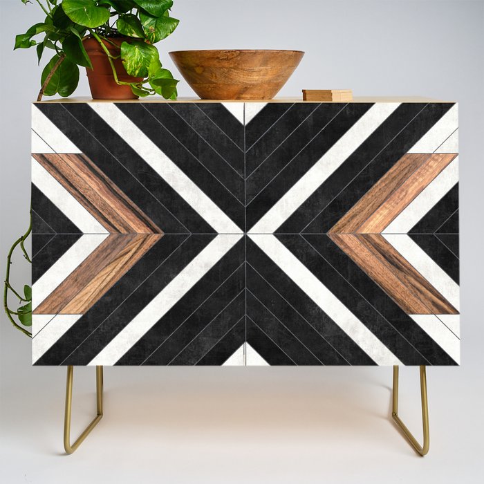 Urban Tribal Pattern No.1 - Concrete and Wood Credenza Gallery Image 1