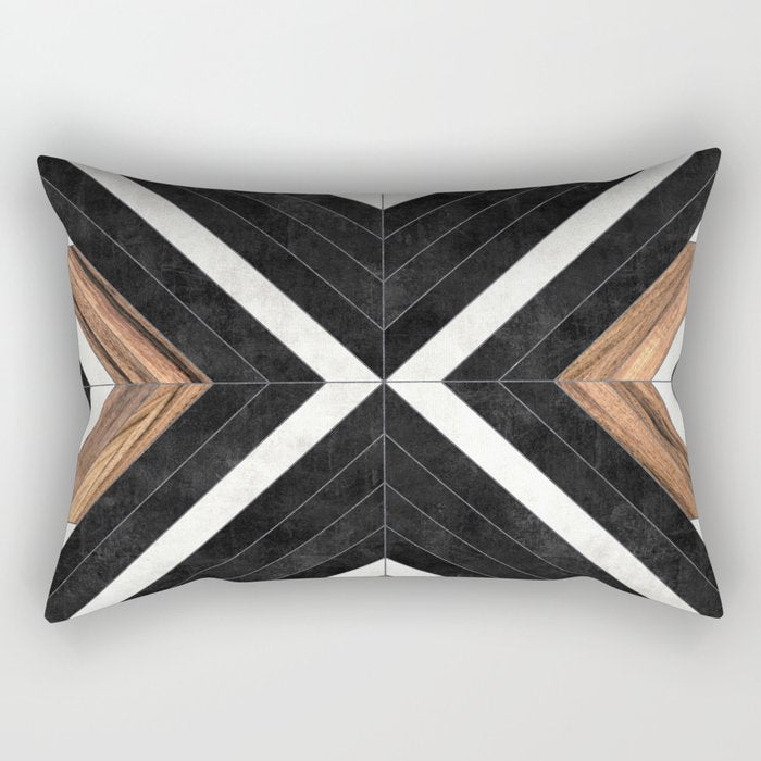Urban Tribal Pattern No.1 - Concrete and Wood Rectangular Pillow Gallery Image 2