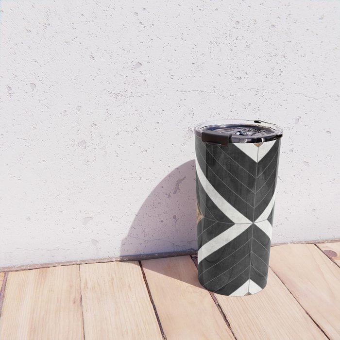 Urban Tribal Pattern No.1 - Concrete and Wood Travel Mug Gallery Image 4