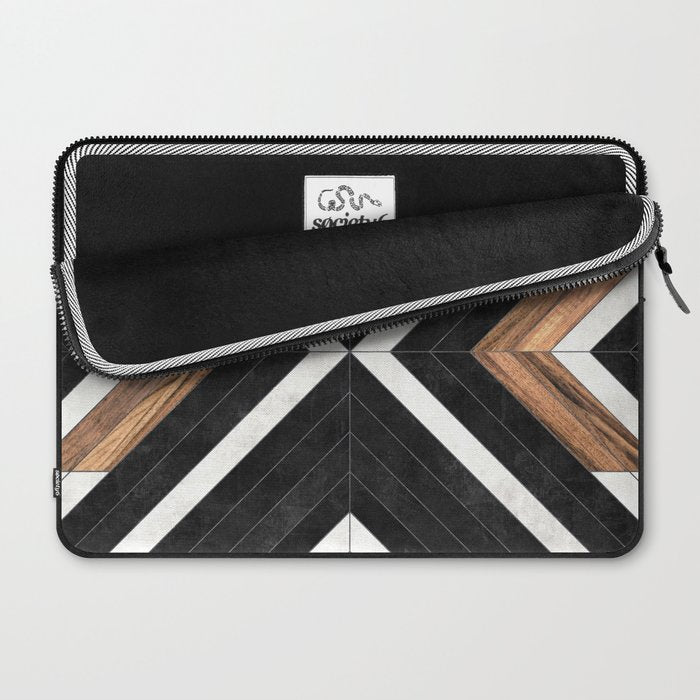 Urban Tribal Pattern No.1 - Concrete and Wood Laptop Sleeve Gallery Image 2