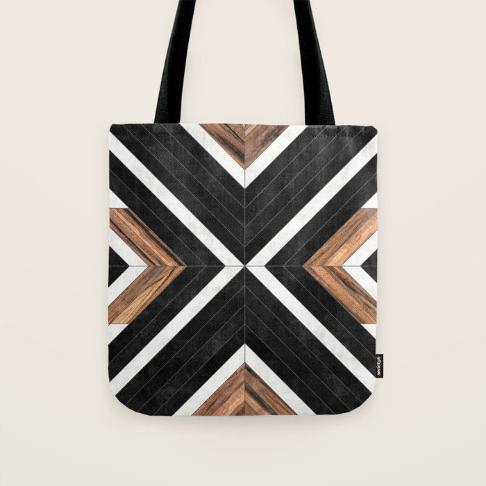 Urban Tribal Pattern No.1 - Concrete and Wood Tote Bag Gallery Image 1
