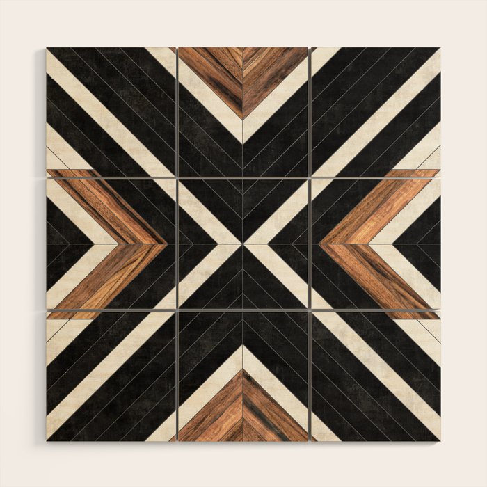 Urban Tribal Pattern No.1 - Concrete and Wood Wood Wall Art Gallery Image 1