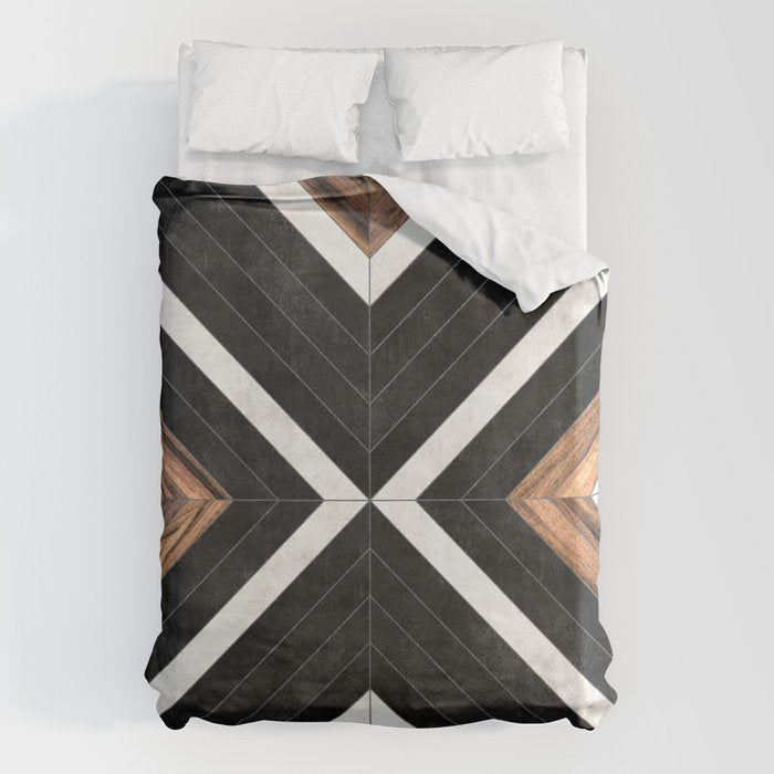 Urban Tribal Pattern No.1 - Concrete and Wood Duvet Cover Gallery Image 6
