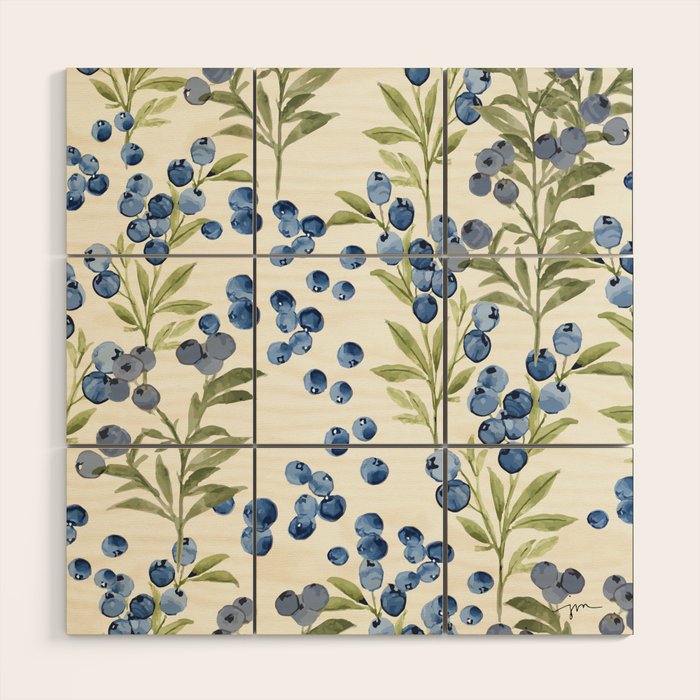 âWild Blueberryâ - Botanical Pattern Wood Wall Art