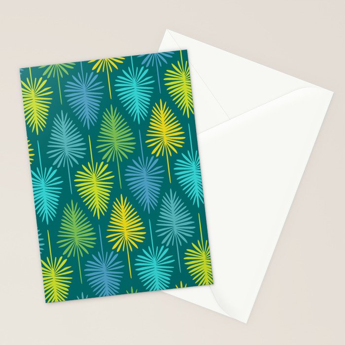 Mid Century Blue and Green Forest Stationery Card Gallery Image 2