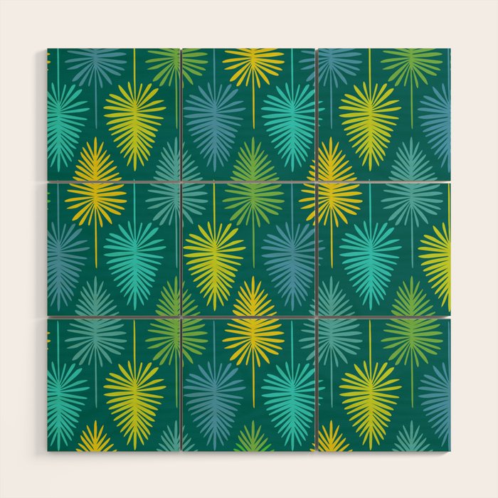 Mid Century Blue and Green Forest Wood Wall Art Gallery Image 1