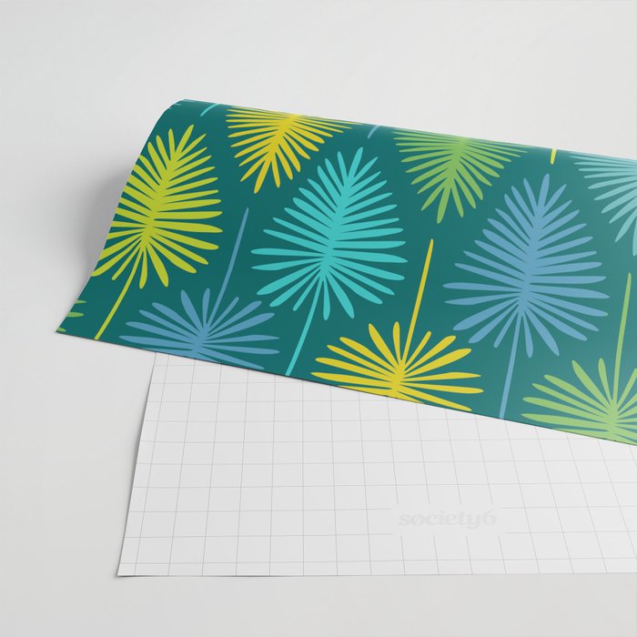 Mid Century Blue and Green Forest Wrapping Paper Gallery Image 2