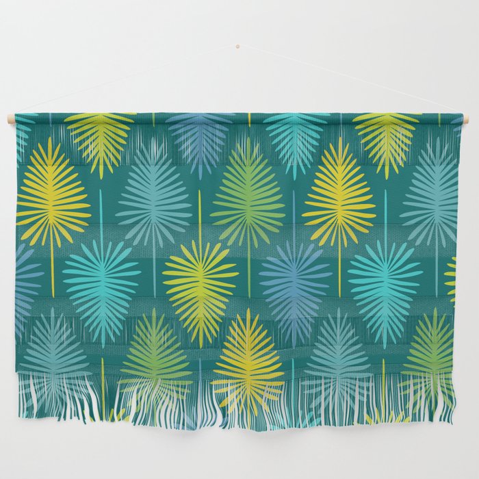 Mid Century Blue and Green Forest Wall Hanging Gallery Image 1
