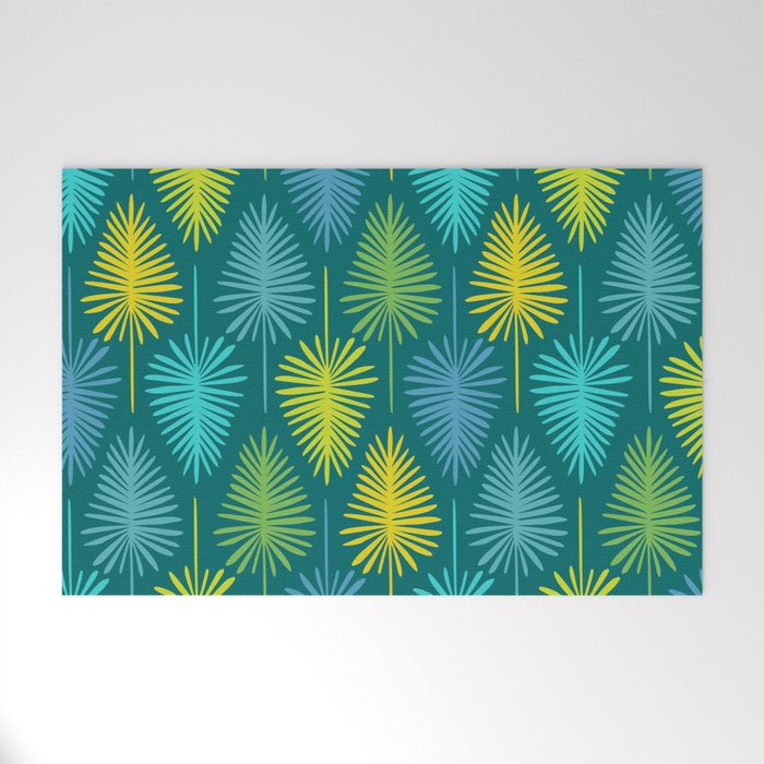 Mid Century Blue and Green Forest Welcome Mat Gallery Image 1