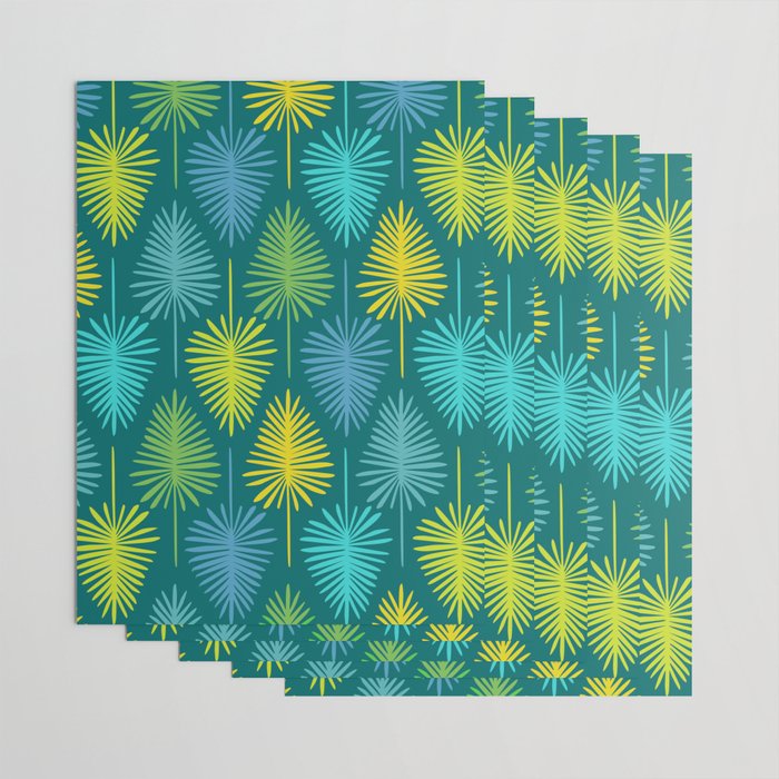 Mid Century Blue and Green Forest Wrapping Paper Gallery Image 3