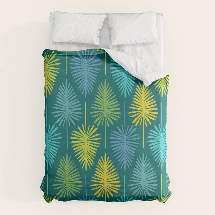 Mid Century Blue and Green Forest Duvet Cover Gallery Image 6