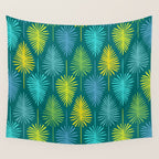 Mid Century Blue and Green Forest Wall Tapestry Gallery Image 4