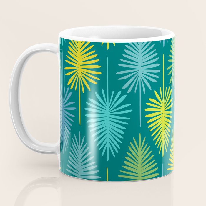Mid Century Blue and Green Forest Coffee Mug Gallery Image 3