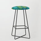 Mid Century Blue and Green Forest Stool Gallery Image 1