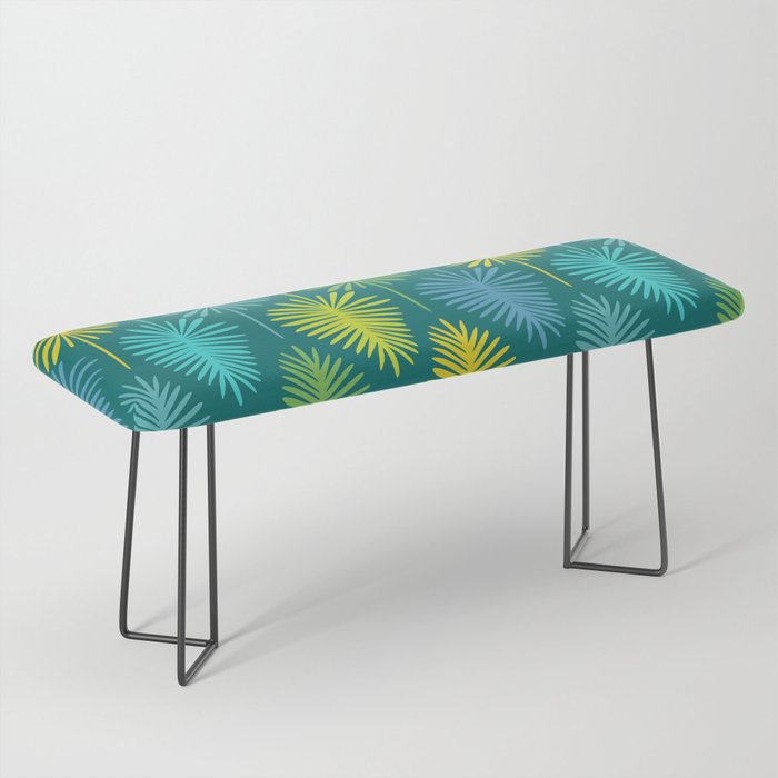 Mid Century Blue and Green Forest Bench Gallery Image 1