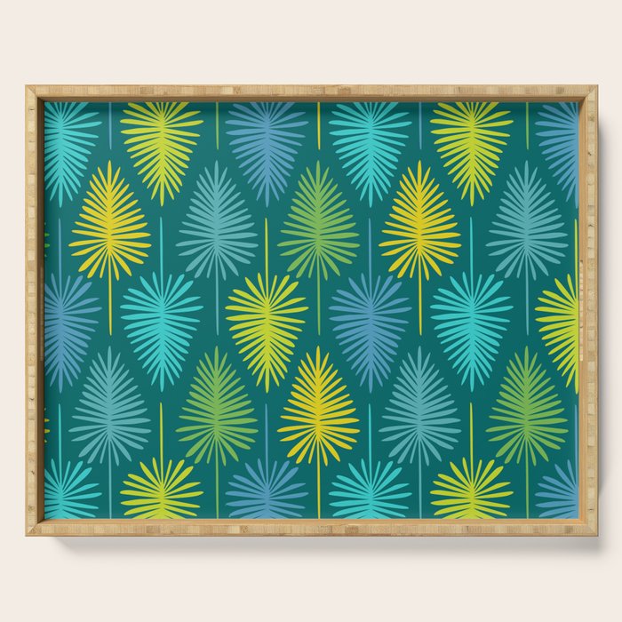 Mid Century Blue and Green Forest Serving Tray Gallery Image 1