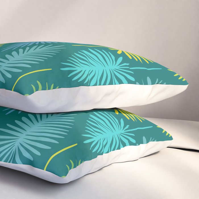 Mid Century Blue and Green Forest Pillow Sham Gallery Image 3