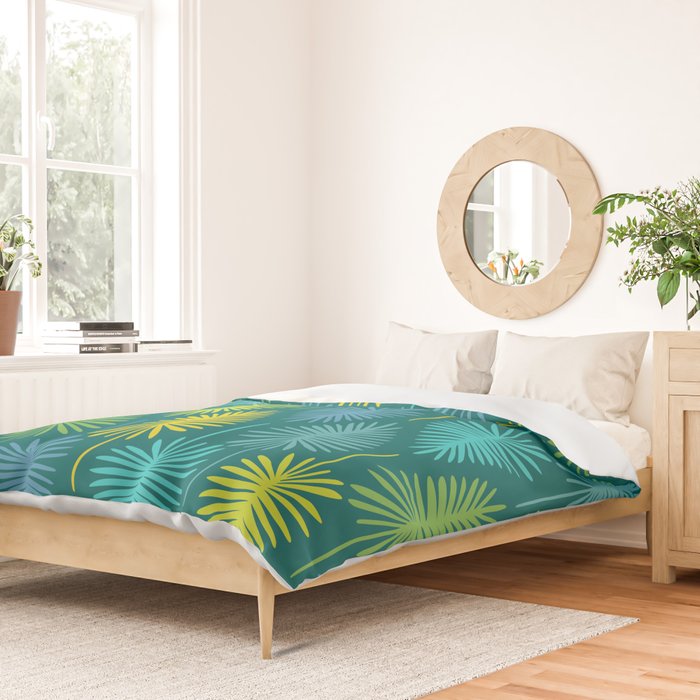 Mid Century Blue and Green Forest Duvet Cover Gallery Image 2
