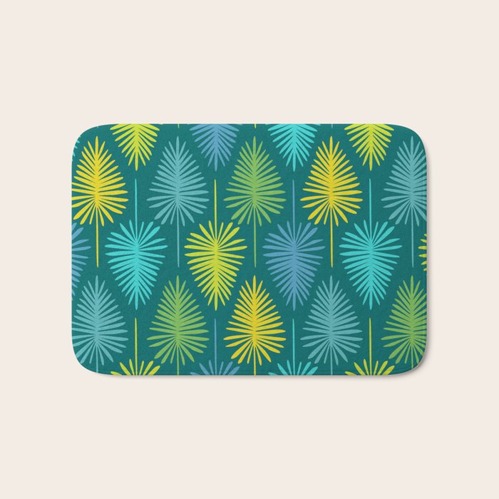 Mid Century Blue and Green Forest Bath Mat Gallery Image 1