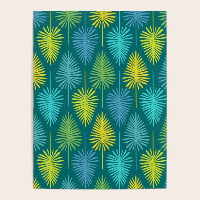 Mid Century Blue and Green Forest Poster Gallery Image 4