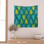 Mid Century Blue and Green Forest Wall Tapestry Gallery Image 2