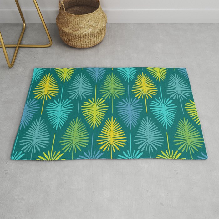 Mid Century Blue and Green Forest Rug Gallery Image 1