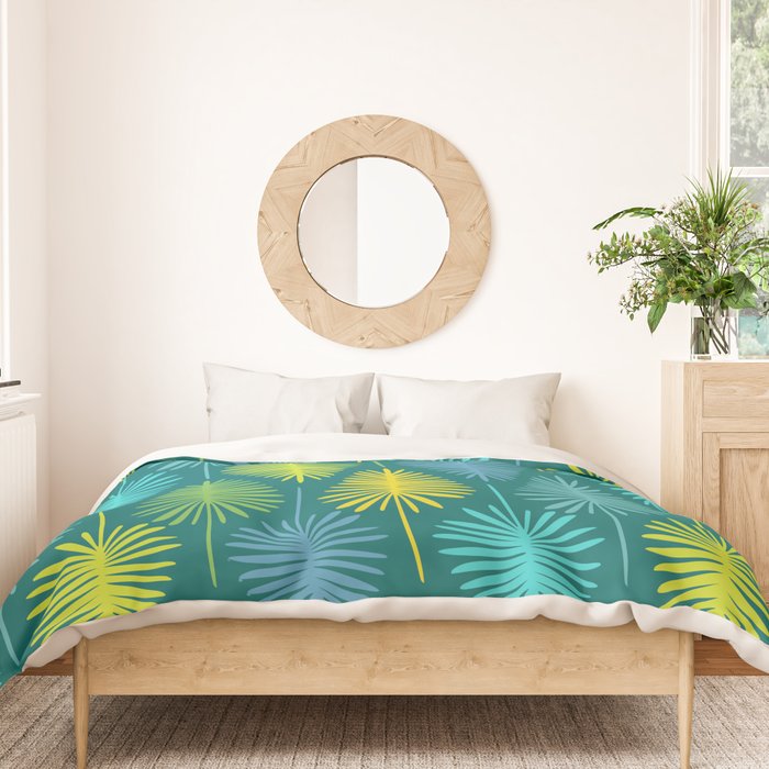 Mid Century Blue and Green Forest Duvet Cover Gallery Image 3