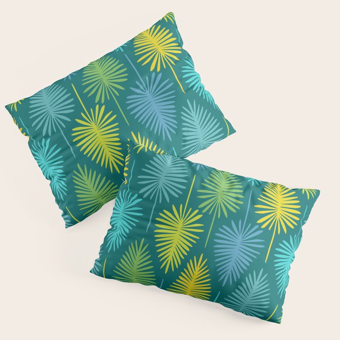 Mid Century Blue and Green Forest Pillow Sham Gallery Image 3