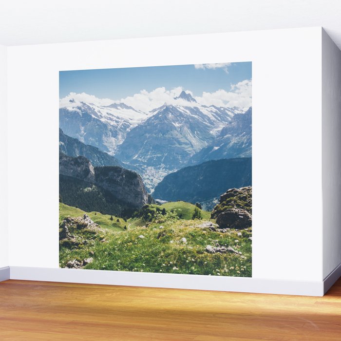 Swiss Alps Summer Landscape - Nature Photography - Jungfrau Mountain Peak Wall Mural Gallery Image 2