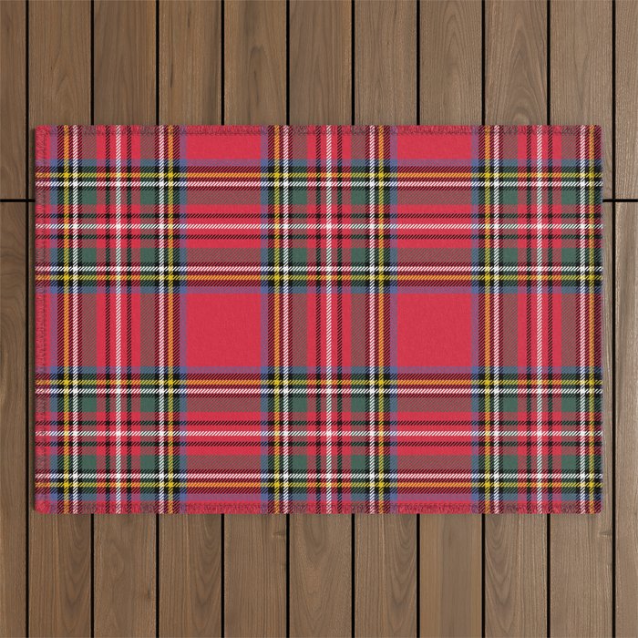 Red & Green Tartan Pattern Outdoor Rug Gallery Image 1