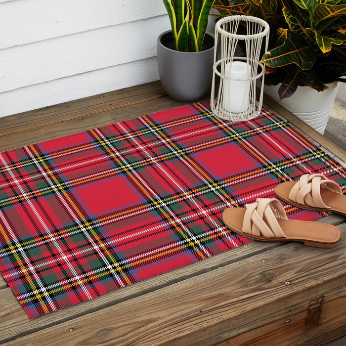 Red & Green Tartan Pattern Outdoor Rug Gallery Image 2
