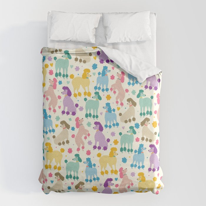 Rainbow Poodles by Veronique de Jong Duvet Cover Gallery Image 1