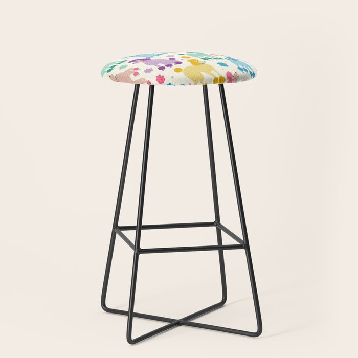 Rainbow Poodles by Veronique de Jong Stool Gallery Image 1