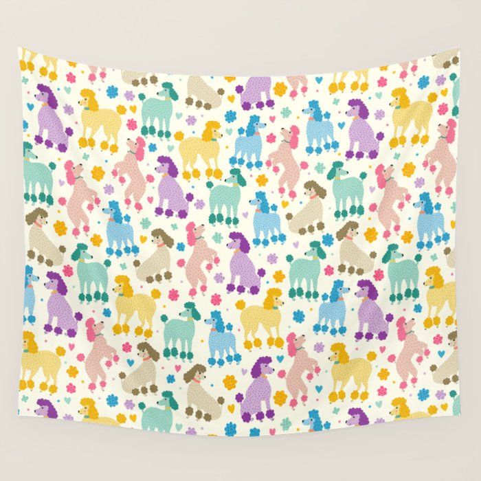 Rainbow Poodles by Veronique de Jong Wall Tapestry