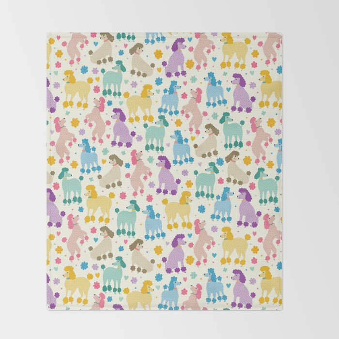 Rainbow Poodles by Veronique de Jong Throw Blanket Gallery Image 2