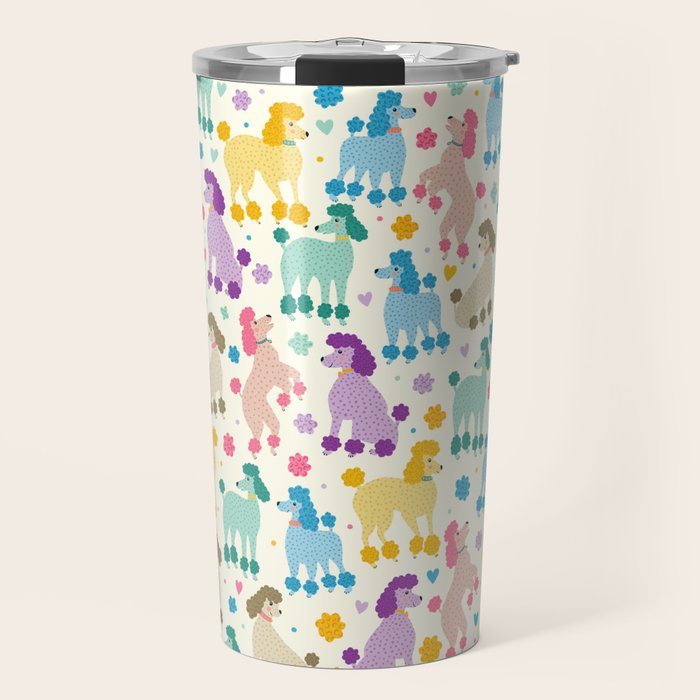 Rainbow Poodles by Veronique de Jong Travel Mug Gallery Image 1