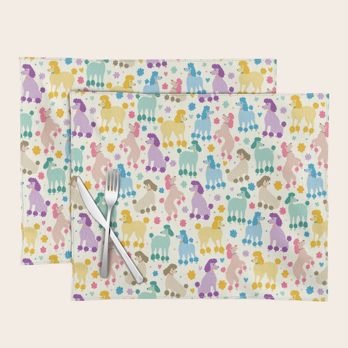 Rainbow Poodles by Veronique de Jong Placemat Gallery Image 1